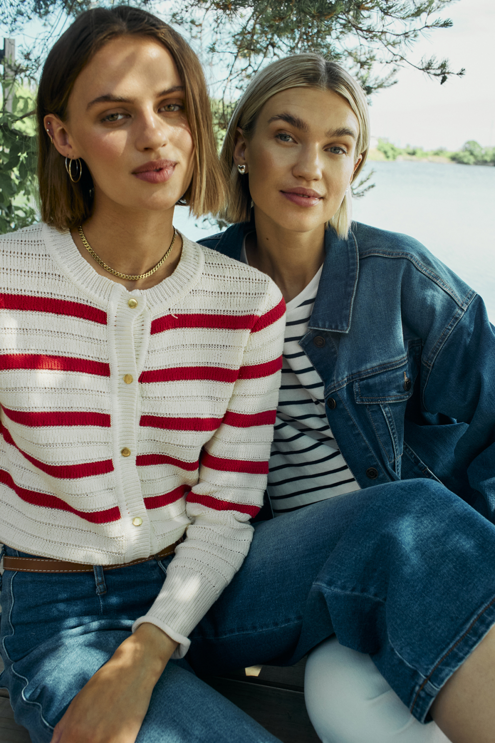 Sail Cardigan Off white w red