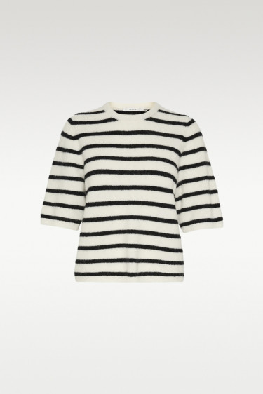 Alpha SS Tee Striped Ivory/Black Striped