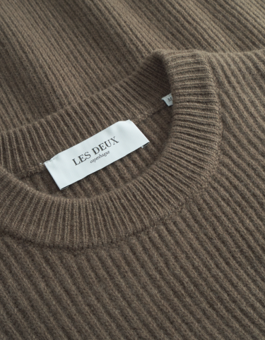 Eddie Wool Rib Crewneck Knit Teak Brown