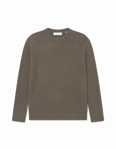 Eddie Wool Rib Crewneck Knit Teak Brown