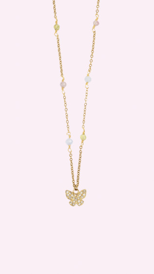 Butterfly Necklace Gold Tone Damli