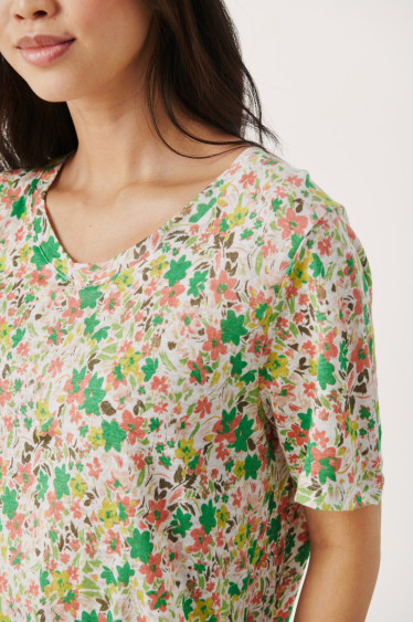 Nemias T-shirt Green Flower Print