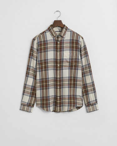 Reg Windblown Flannel Check Shirt Cream