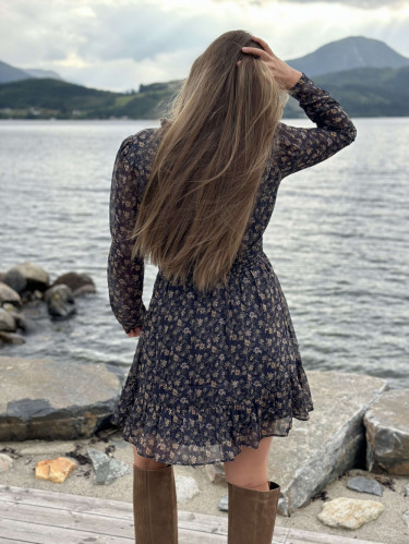 Eira Dress Navy Dahlia Print