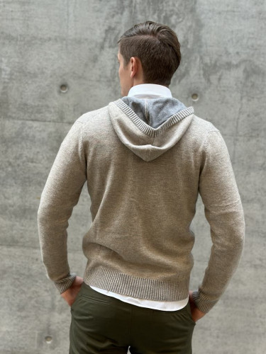 Hood Cardigan Beige