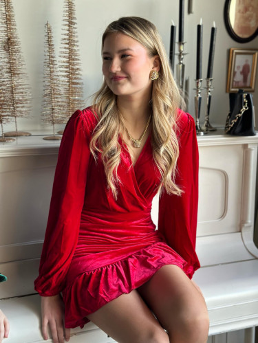 Alyssa Velvet Dress Red