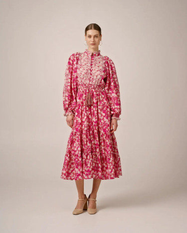 Cotton Slub Midi Dress Poppy Meadow