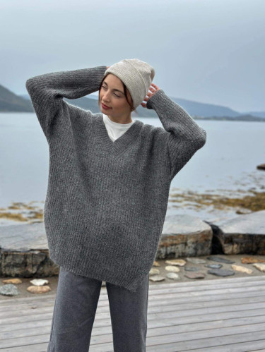 Florie V-neck Sweater Winter Grey