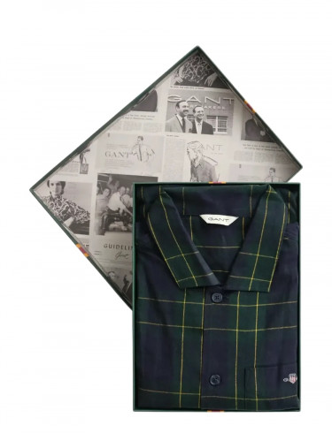 Flannel Check Pajama Set Gift Box Forest Green