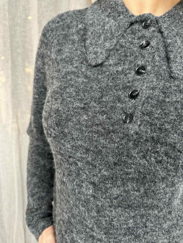 Alpha Polo Pullover Charcoal Melange