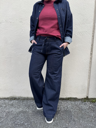 Cleo 143 Mid Wide Dark Blue Un-Wash