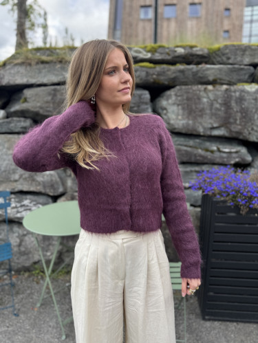Hairy Knit Jacket Burgundy