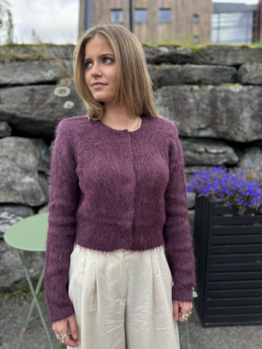 Hairy Knit Jacket Burgundy