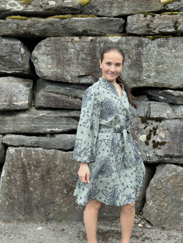Rimis 3/4 Dress Iceberg Green Grisaille Embrodery