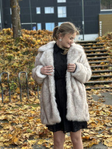 Dawn Faux Fur Coat Pumice Stone