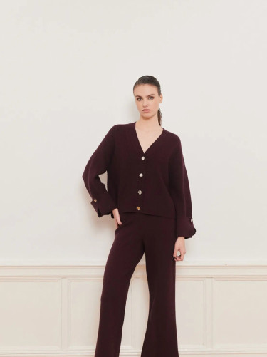 Atari Rib Cardigan Burgundy
