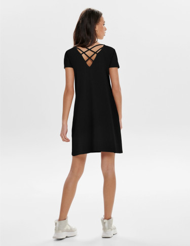 Bera Back Lace Up Ss Dress Black