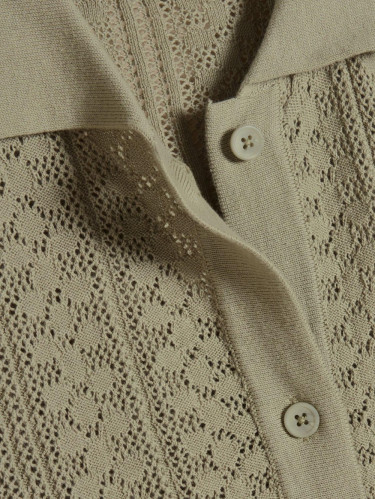 Loch Crochet Knit Shirt Teal