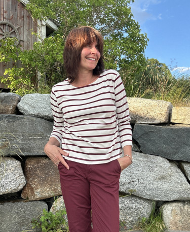 Nela T-shirt Tawny Port Stripe