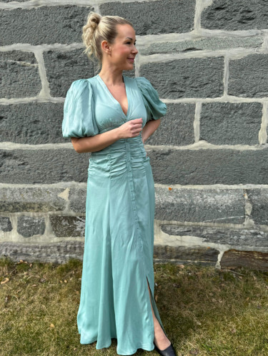 Crepe Satin Rouching Gown Turquoise