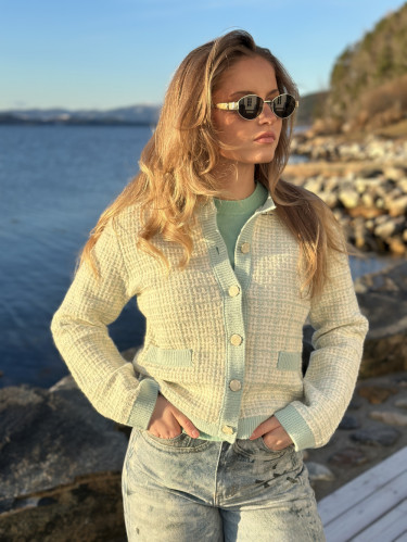 Livia Short Cardigan Lichen/Birch