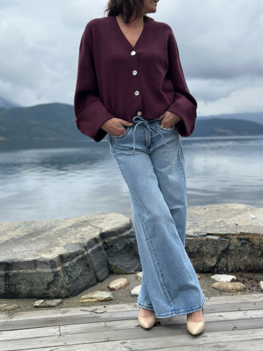 Atari Rib Cardigan Burgundy
