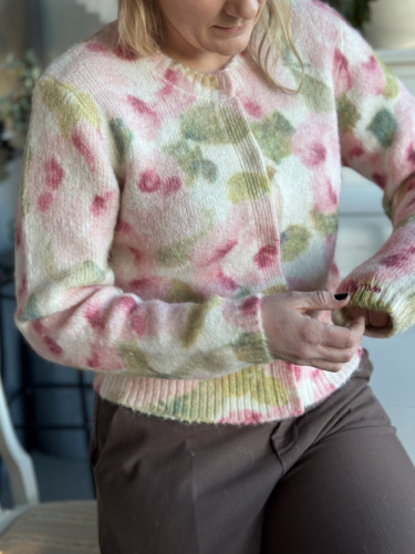 Hairy Knit Jacket Blush Rose