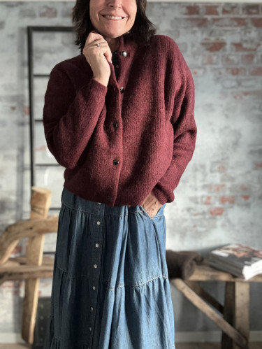 Alpha Short Cardigan Blood Red Melange