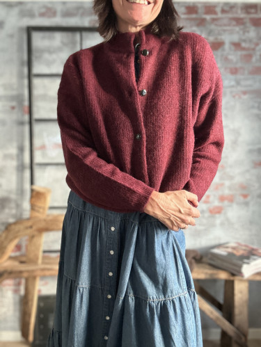 Alpha Short Cardigan Blood Red Melange