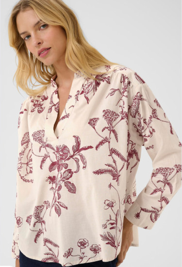 Natale Blouse Tawny Port Botanical Print