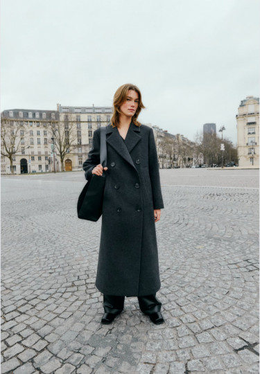 Yunah Long Coat Dark Grey Melange