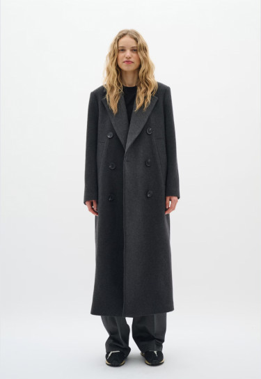 Yunah Long Coat Dark Grey Melange