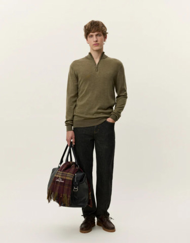 Greyson Half Zip Merino Knit Military Olive