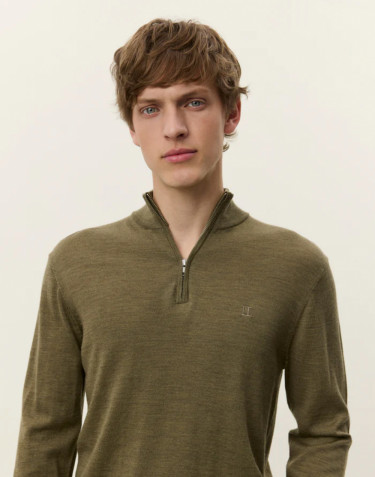Greyson Half Zip Merino Knit Military Olive