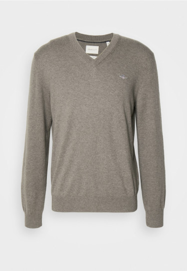 CTN/WO V-Neck Dark Hazelnut Melange