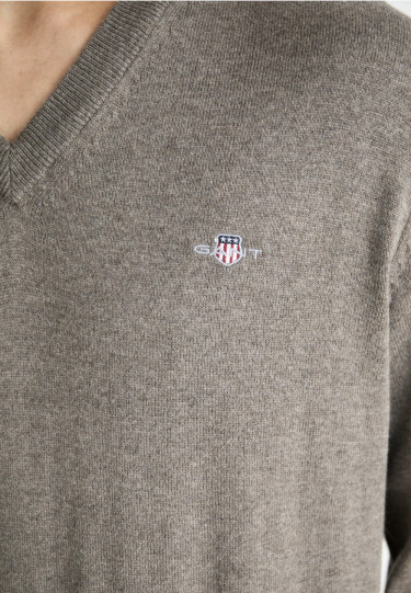 CTN/WO V-Neck Dark Hazelnut Melange