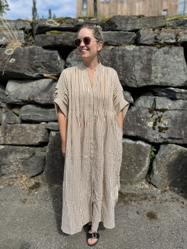 Alexa Jo Shirt Dress Creme Brown Stripes