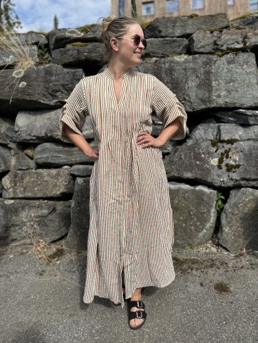 Alexa Jo Shirt Dress Creme Brown Stripes