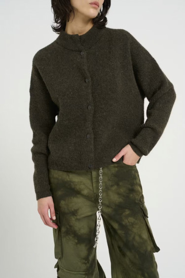 Alpha short cardigan Olive Melange