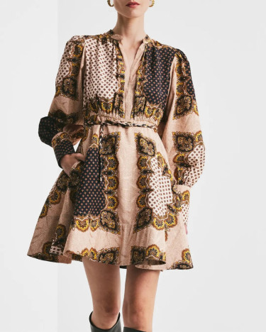 Jacquard Mini Dress Vintage Paisley