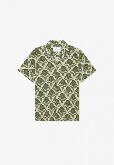 Lesley Flower Tile Shirt Vintage Green/Ivory