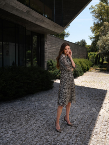 Cinco Dress Cream Black Print