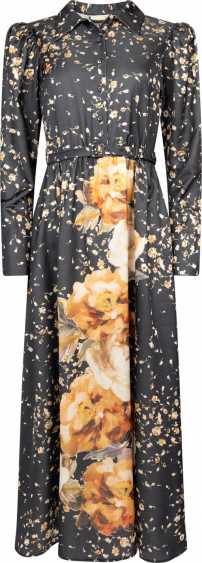 Tailored Satin Shirt Dress Black Rose