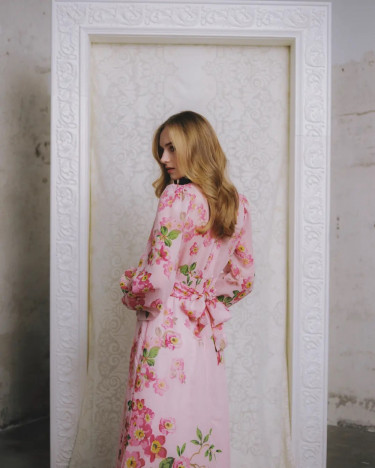 Viscose V-Neck Dress Cherry Blossom