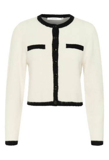 Alpha LS Contrast Cardigan Ivory/Black Comb