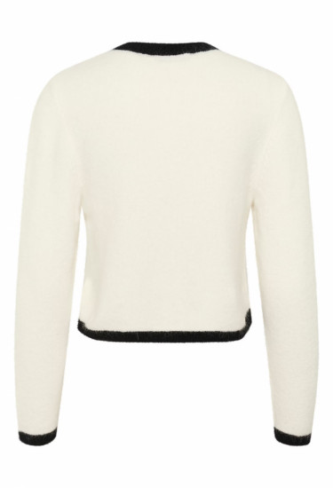 Alpha LS Contrast Cardigan Ivory/Black Comb