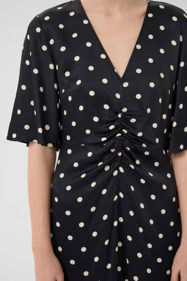 Dotta SS Dress Black with egret dot