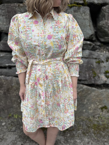 Mellia LS Embroidered Dress Whitecap Gray