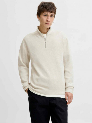 Milano Stitch Knit Half Zip Cloud Dancer Melange