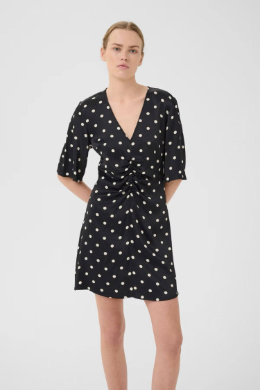 Dotta SS Dress Black with egret dot